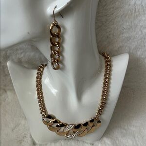 Elegant Gold Chain Necklace and Earring Set